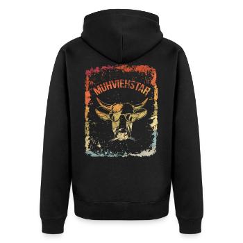 Muhviehstar - Unisex Premium Bio Zip Hoodie - Schwarz - Hinten - Nico (187cm)