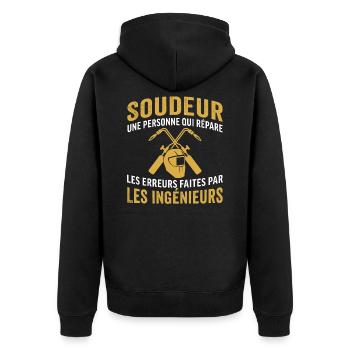 Cadeau pour un soudeur - Veste à capuche bio Premium Unisexe - noir - Dos - Nico (187cm)