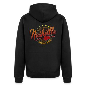 Nashville Musik, Nashville Musik Country Musik - Unisex Premium Bio Zip Hoodie - Schwarz - Hinten - Nico (187cm)