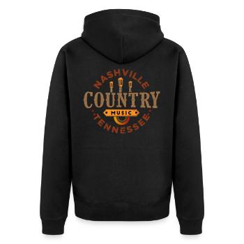 Nashville Musik, Nashville Musik Liebhaber von - Unisex Premium Bio Zip Hoodie - Schwarz - Hinten - Nico (187cm)