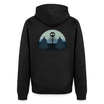 Frisbee Golf, Frisbee Golf blöder Baum, Korb - Unisex Premium Bio Zip Hoodie - Schwarz - Hinten - Nico (187cm)