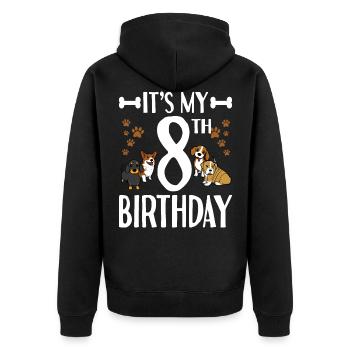 8th Birthday Dog Lover 8 Years Dog Puppy - Unisex Premium Organic Zip Hoodie - black - Back - Nico (187cm)