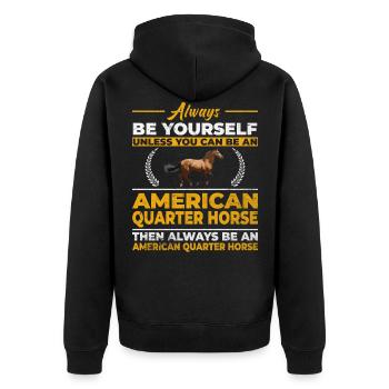 American Quarter Horse Funny Saying Horses Women - Unisex Premium Organic Zip Hoodie - black - Back - Nico (187cm)