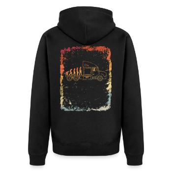 Truck Driver Evolution Truck Vintage Retro - Unisex Premium Organic Zip Hoodie - black - Back - Nico (187cm)