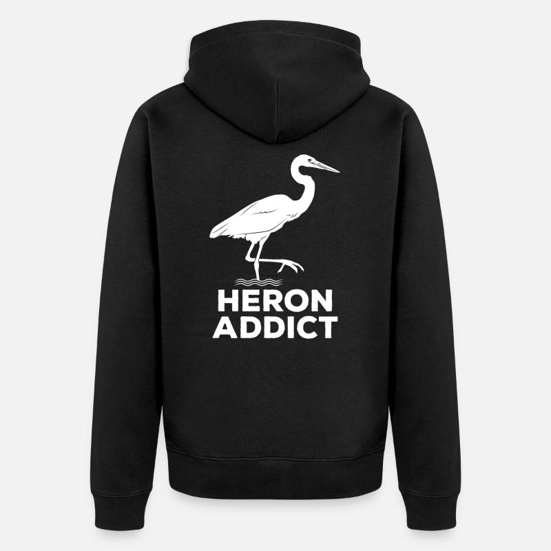 Heron Addict - Observation des oiseaux - Veste à capuche bio Premium Unisexe - noir