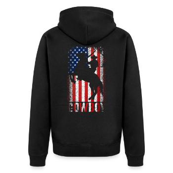 Cowboy Rodeo Pferd Geschenk Country Männer - Unisex Premium Bio Zip Hoodie - Schwarz - Hinten - Nico (187cm)