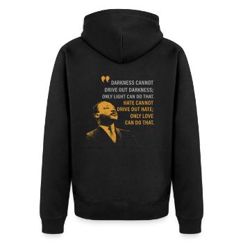 luther, luther blk, j'ai un rêve - Veste à capuche bio Premium Unisexe - noir - Dos - Nico (187cm)