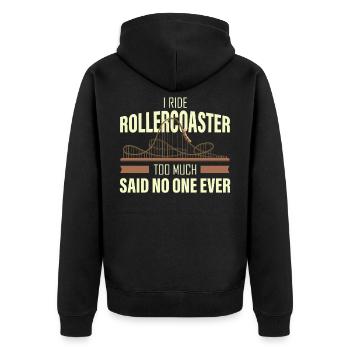 Achterbahn, Achterbahn Nervenkitzel, schreien - Unisex Premium Bio Zip Hoodie - Schwarz - Hinten - Nico (187cm)