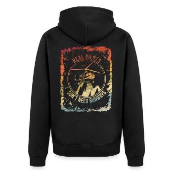 Helicopter Helicopter Pilot - Unisex Premium Organic Zip Hoodie - black - Back - Nico (187cm)
