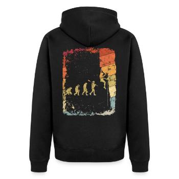 Climbing Evolution Gift Vinatge Retro - Unisex Premium Organic Zip Hoodie - black - Back - Nico (187cm)