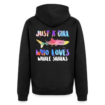 Walhai nur ein Mädchen, das Walhaie liebt - Unisex Premium Bio Zip Hoodie - Schwarz - Hinten - Nico (187cm)