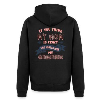 Taufpatin, Taufpatin verraten, gender reveal party - Unisex Premium Bio Zip Hoodie - Schwarz - Hinten - Nico (187cm)