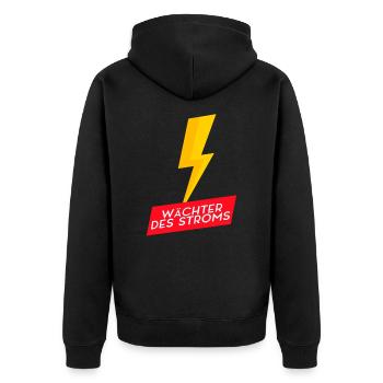 Wächter des Stroms - Unisex Premium Bio Zip Hoodie - Schwarz - Hinten - Nico (187cm)