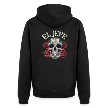 Dia De Los Muertos Chef - Unisex Premium Bio Zip Hoodie - Schwarz - Hinten - Nico (187cm)