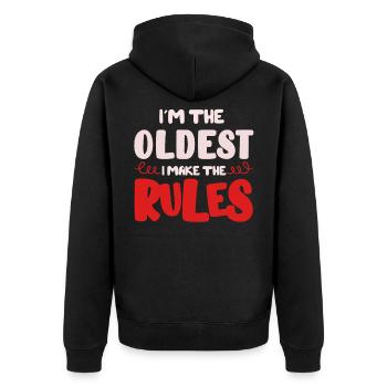 Siblings, youngest siblings, oldest - Unisex Premium Organic Zip Hoodie - black - Back - Nico (187cm)