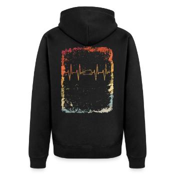 Heartbeat motorcycle biker motorcyclist gift - Unisex Premium Organic Zip Hoodie - black - Back - Nico (187cm)
