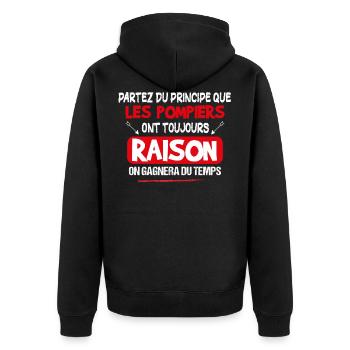 Pompier - Caserne - Phrase Drôle - Cadeau - Veste à capuche bio Premium Unisexe - noir - Dos - Nico (187cm)