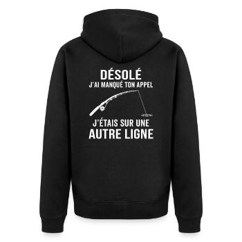 Drôle cadeau pour pêcheur t-shirt peche - Veste à capuche bio Premium Unisexe - noir - Dos - Nico (187cm)