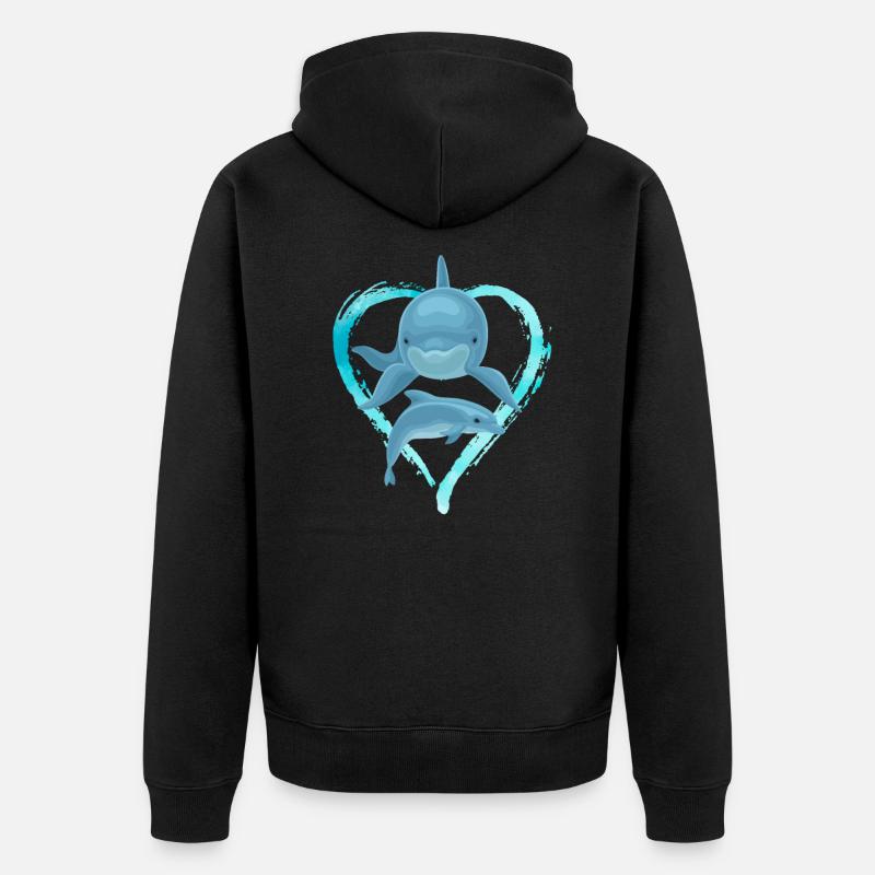 Delfin - Unisex Premium Bio Zip Hoodie - Schwarz