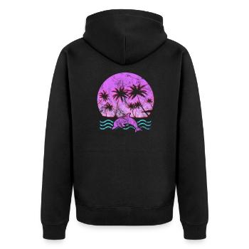 Delfin - Unisex Premium Bio Zip Hoodie - Schwarz - Hinten - Nico (187cm)