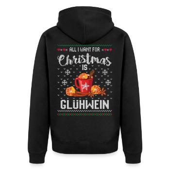 Ugly christmas mulled wine christmas funny - Unisex Premium Organic Zip Hoodie - black - Back - Nico (187cm)