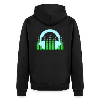 DJ Musik Disco Kopfhörer - Unisex Premium Bio Zip Hoodie - Schwarz - Hinten - Nico (187cm)