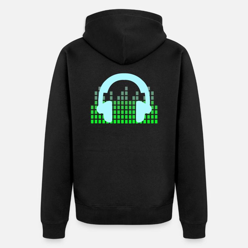 DJ Musik Disco Kopfhörer - Unisex Premium Bio Zip Hoodie - Schwarz