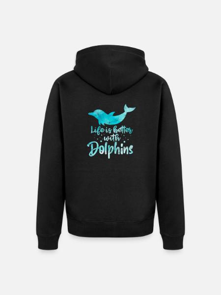Delfin Meer Ozean Delphin Wasser Delfine Geschenk - Premium økologisk unisex-hættejakke - sort