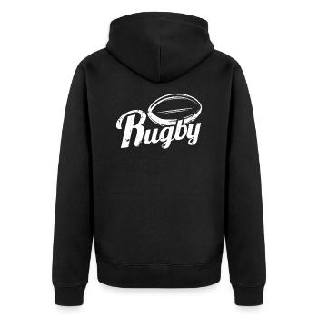 rugby cadeau sport rugby - Veste à capuche bio Premium Unisexe - noir - Dos - Nico (187cm)