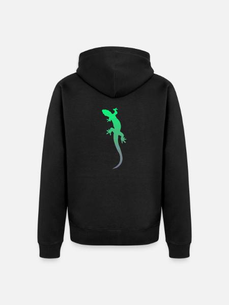 Gecko Salamander Lizard - Unisex Premium Organic Zip Hoodie - black