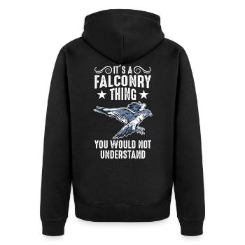 Wanderfalke Falkner Falknerei Falknerei Geschenk - Unisex Premium Bio Zip Hoodie - Schwarz - Hinten - Nico (187cm)