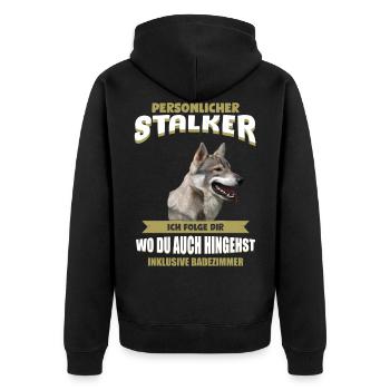 Tschechoslowakischer Wolfshund Tshirt - Unisex Premium Bio Zip Hoodie - Schwarz - Hinten - Nico (187cm)