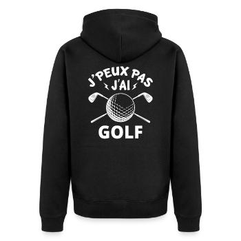 Ich kann kein Golfgolfergeschenk haben - Unisex Premium Bio Zip Hoodie - Schwarz - Hinten - Nico (187cm)