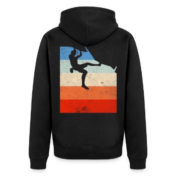 Climbing Climbing Bouldering Free Vintage Gift - Unisex Premium Organic Zip Hoodie - black - Back - Nico (187cm)