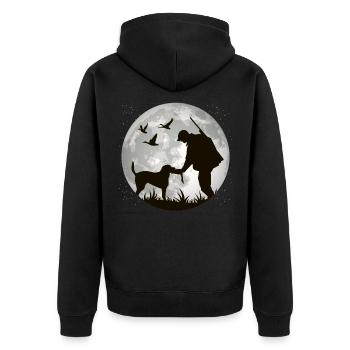 Chasseur avec chiens pour chasseurs chasse et cadeau de chasse - Veste à capuche bio Premium Unisexe - noir - Dos - Nico (187cm)
