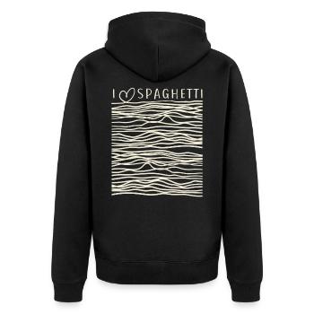 Nudeln Italienische Küche I Love Spaghetti & - Unisex Premium Bio Zip Hoodie - Schwarz - Hinten - Nico (187cm)