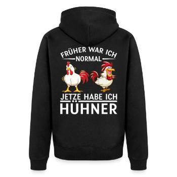 Hühner Henne lustiger Spruch Geschenkidee - Unisex Premium Bio Zip Hoodie - Schwarz - Hinten - Nico (187cm)