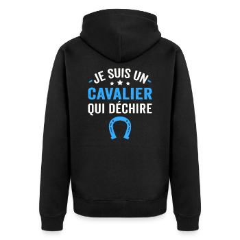 je suis un cavalier qui déchire - Veste à capuche bio Premium Unisexe - noir - Dos - Nico (187cm)