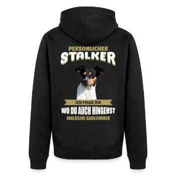 Ratonero Bodeguero Andaluz Tshirt - Ratonero - Unisex Premium Bio Zip Hoodie - Schwarz - Hinten - Nico (187cm)