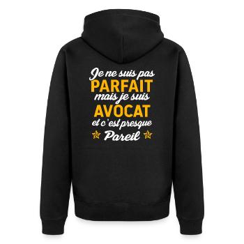 Je ne suis pas parfait mais je suis avocat - Veste à capuche bio Premium Unisexe - noir - Dos - Nico (187cm)