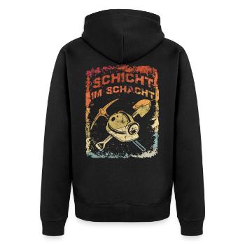 Schicht im Schacht Vintage Geschenk - Unisex Premium Bio Zip Hoodie - Schwarz - Hinten - Nico (187cm)