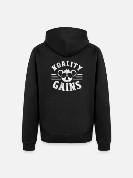 Fitness Koala Workout Koala Bear Gains Gym Gift - Unisex Premium Organic Zip Hoodie - black