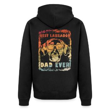 Vintage Best Labrador Dad Ever Geschenk Vatertag - Unisex Premium Bio Zip Hoodie - Schwarz - Hinten - Nico (187cm)