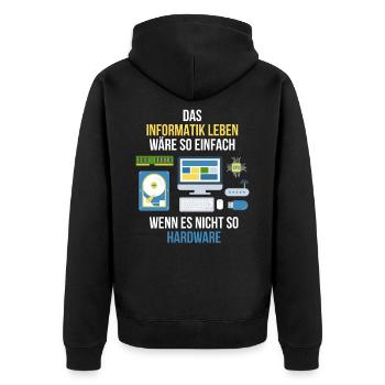 Informatiker - Unisex Premium Bio Zip Hoodie - Schwarz - Hinten - Nico (187cm)