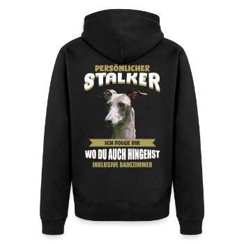 Italienisches Windspiel Tshirt - Italienisches Win - Unisex Premium Bio Zip Hoodie - Schwarz - Hinten - Nico (187cm)