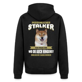 Shiba Inu Shirt - Shiba Inu Hund TShirt - Unisex Premium Bio Zip Hoodie - Schwarz - Hinten - Nico (187cm)