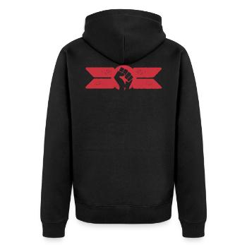 Fight Fighting Fist Red Left Political antifa - Unisex Premium Organic Zip Hoodie - black - Back - Nico (187cm)