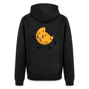 Cookie Keks - Unisex Premium Bio Zip Hoodie - Schwarz - Hinten - Nico (187cm)