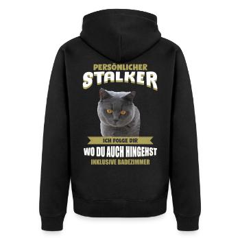 Britisch Kurzhaar Shirt - Britisch Kurzhaar Katze - Unisex Premium Bio Zip Hoodie - Schwarz - Hinten - Nico (187cm)