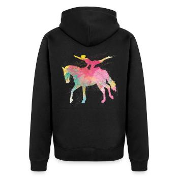 Horse vaulting girl birthday gift - Unisex Premium Organic Zip Hoodie - black - Back - Nico (187cm)